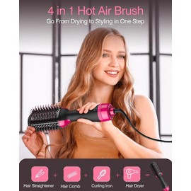 Hair Dryer Brush Blow Dryer Brush in One, 4 in 1 Hair Dryer and Styler Volumizer with Negative Ion Anti-frizz Barrel Hot Air Brush Smooth