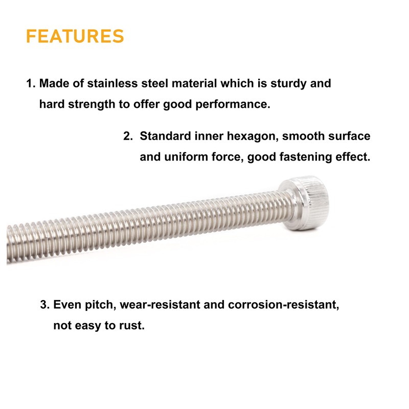 binifiMux 6pcs M8 x 100mm Full Thread 304 Stainless Steel
