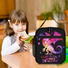 CaomeiWu Dragon Lunch Bag for Women Kids Girls, Cute Reusable Dragons Theme Lunch Bags, Small Portable Foldable Insulated Lunch Bag for Work School Bento