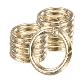 M METERXITY 12-Pack Metal Spring O Rings 5/8" Zinc Alloy Keyring [Gold Electroplating]