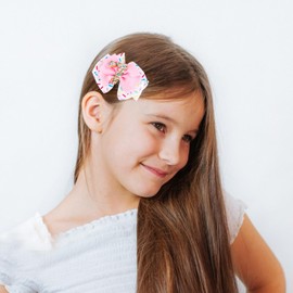 Sparkling Birthday Hair Bow for Baby Girls 2nd 3nd 4nd 5nd 6nd 7 Years Decorations Glitter Confetti Ice Cream Party Pink Hair Accessories for Girls 7nd Birthday Celebration