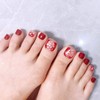 Sakytal Esmalte de uñas falsas con purpurina, color rojo, con