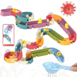 CORPER TOYS Bath Toy, Bath Toy, Water Play, Water Wheel, Shower Toy, 48 Pieces, Rail Toy, Rail Set, DIY, Combination Duck, Water Toy, Boys, Girls, Gift, Christmas