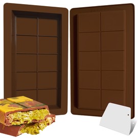 Sidosir 2Pcs Huge Dubai Chocolate Silicone Molds, Deep Chocolate Molds for Stuffed Bar Filling Knafeh Pistachio Chocolate Bar with Scroper