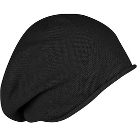 LOEVENICH klassische Damen Beanie aus Baumwolle in One Size - hautfreundlich und mit hochgerolltem Rand Schwarz