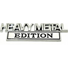 2 Pack Heavy Metal Edition Emblem 3D Chrome Badge Decal Car Truck Accessories Motorcycle Replacement for Universal Vehicle, Car, Truck, SUV (Silver/Black)