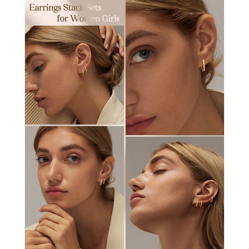 ORAZIO 3 Pairs of Earrings for Women Silver Gold Earrings