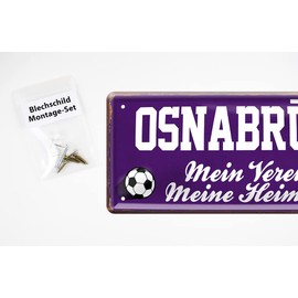 Osnabrück Fan Tin Sign - Retro Football Sign - Decorative Fan Item for Living Room Children's Room Workshop - Great Gift Idea for Big and Small Osnabrücker Football Fans - 28 x 12 cm