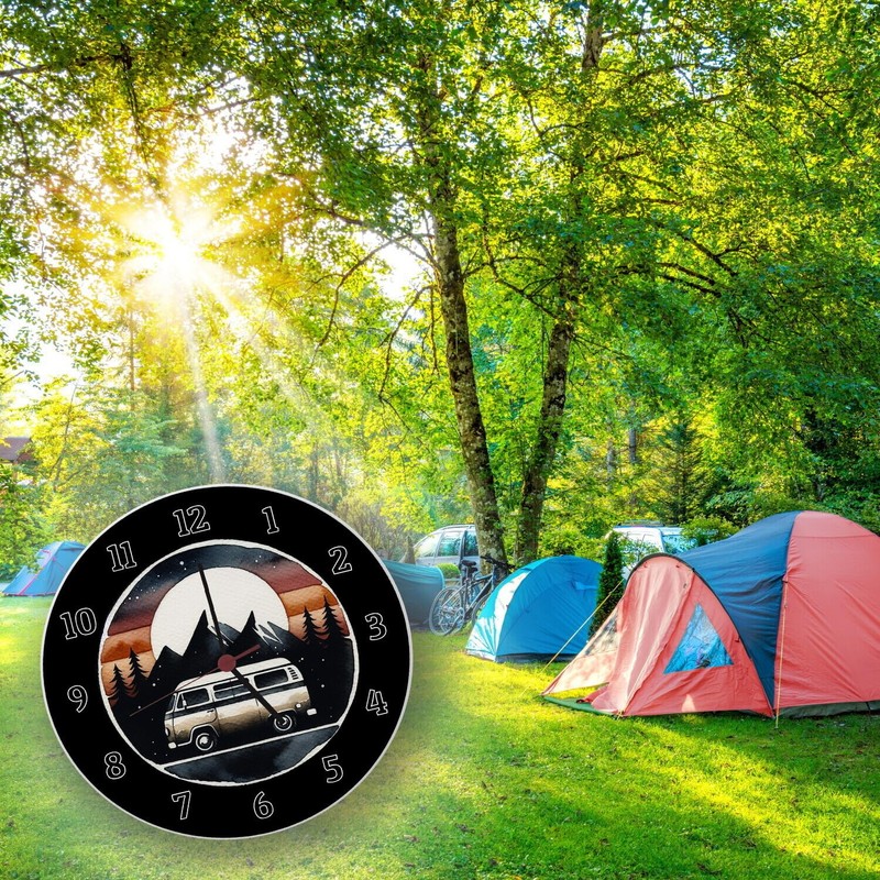 Motorhome Wall Clock Unique Camping Cart Clock Caravan Design for