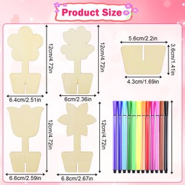 RUIJIE 3D Blumen Holz Bastelset zum Bemalen, 20 Stück Blumen Bastelsets für Kinder, DIY Blumentöpfe Basteln Handwerk Holzbastelsets für Mama Muttertagsgeschenk Mädchen Jungen Kindergeburtstag Frühling