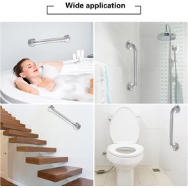 Bathroom Grab Bar, Stainless Steel 1" Diameter Anti-Slip Handicap Grab Bar Support Shower Rail Senior Handrail Shower Safety Bar Handle Silver (Silver, 16INCH)