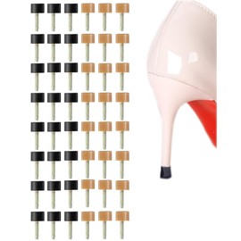 TRIZILLA 24 Pairs High Heel Replacement Tips, Heel Repair Kit for Women High Heel Shoes, 6 Sizes Heel Tips from 8x8cm to 12x12cm, U-Shape, Black Beige, in 6 Separate Bags
