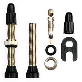 NeoPRO Tubeless Presta Valve Stem Set 40/60/65/80/100 mm with Value Core Remover Tool and Valve Stem Caps (Pair) Fit Most Bicycle Tubeless Rims (Silver (Made of Brass), 40 mm)