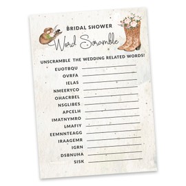 Inkdotpot Cowgirl Party Wedding Supplies 50-Pack Wedding Word Scramble Bridal Shower Game Cards