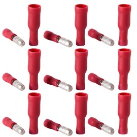100Pcs Electrical Connectors, Insulated Male and Female Bullet Wire Connectors, Electrical Crimps Connectors Straight Wire Terminal Connectors Quick Splice Connectors Butt Wire Terminal Red