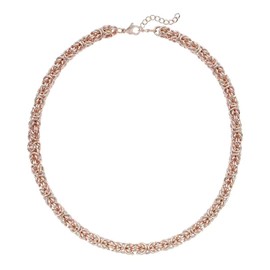 Shop LC Stainless Steel Rose Gold ION Plated Byzantine Link Chain Necklace for Women Size 20-22" 96.30 Grams Birthday Gifts for Women