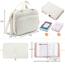 IMAGINING Large Bible Case with Bible Cover for Women - Bible Carrying Case with Shoulder Strap - Bible Bag Packed in Gift Box - Bible Carrier with Pockets for Bible Study Suppliers - Bible Gift Girls