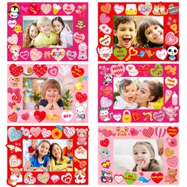 FANCY LAND Valentines Picture Frame Craft Kits for Kids with Conversation Heart for Valentine Class Game Activities 30 Pack