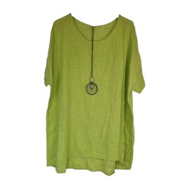 Kiran Fashion New Ladies 100% Cotton Tops Lagenlook Big Plus Size Plain for Summers Beach Casual (Plus Size, Lime Green)