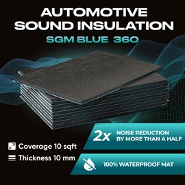 SGM Blue 360 mil (10mm) 10 sqft Car Sound Insulation - Heat and Cool Liner - Self Adhesive Closed Cell Foam Deadening Material - PE Foam Sound Deadener