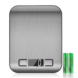 Báscula Digital para Cocina, TYC Báscula Digital con Pantalla LCD, Acero Inoxidable, 5kg / 11 lbs, Balanza de Alimentos Multifuncional para cocina (borde plateado negro)