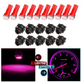 cciyu 10x Pink T5 Wedge 5050 1SMD LED Dash Instrument Panel Light + 10x T5 Twist Sockets 17 37 70 Instrument Panel Cluster Plug Lamp Dash Light Bulb