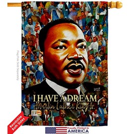 Angeleno Heritage MLK Dream House Flag Set Black History Martin Luther King Civil Right Stars United State American Small Decorative Gift Yard Banner Double-Sided Made in USA 28 X 40