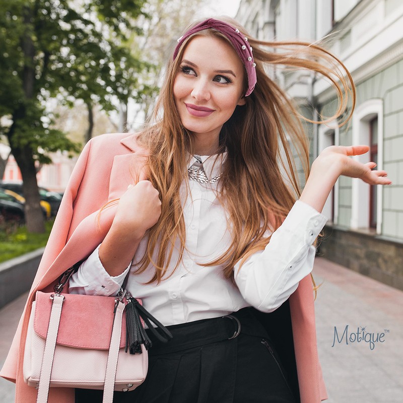 Motique Accessories Velvet Knot Headwrap with Pearls for Women and