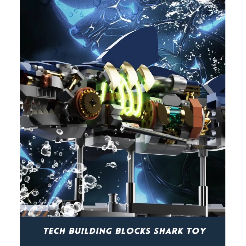 JXD Ideas Mechanical Shark Building Set with Display Stand and