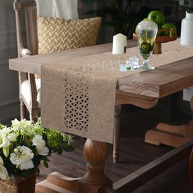 BAZIOE Linen Table Runner Beige Modern Table Runner Washable Table Runner for Dining Table Furniture Table Decoration 35x183cm