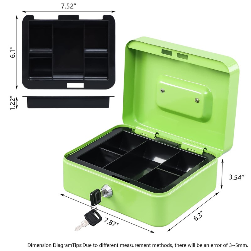 KYODOLED Cash Box with Combination Lock,Safe Metal Box for Money,Storage