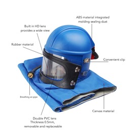SASKATE Sandblasting Helmet with Air Supply Sandblaster, Air Supplied Safety Sandblast Hood Protector, for Spraying, Large Cutting, Crushing, Sand Blasting, Coating, Engineering, Washing
