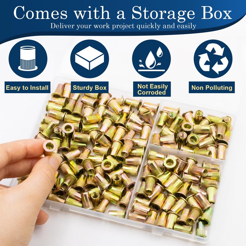 Vifmy 160pcs M5 Rivet Nut Set Metric Zinc Plated Carbon