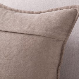 Madizz Set of 2 Short Chenille Throw Pillow Covers 24x24 Inch Light Taupe Soft Decorative Cushion Cover for Sofa Bedroom Pillow Shell