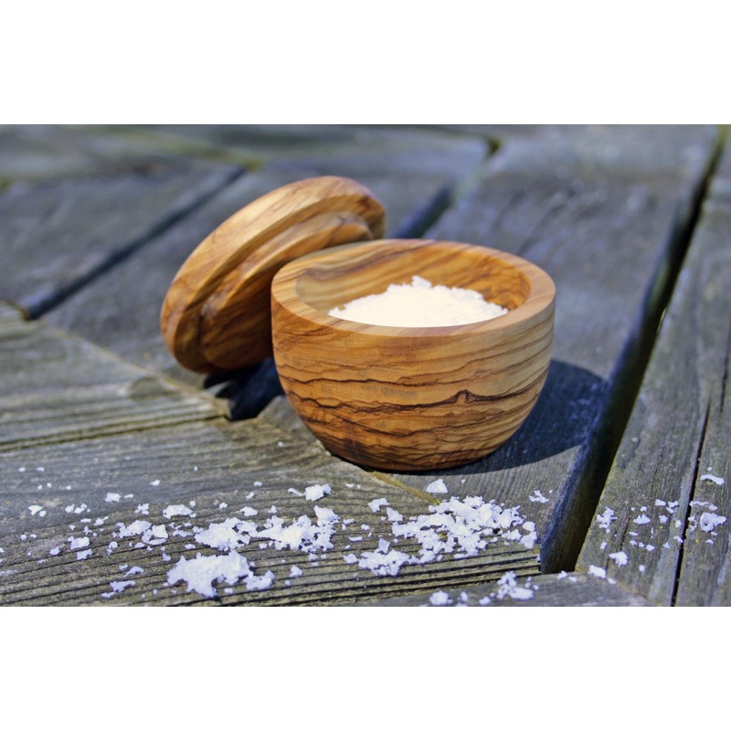 Swissmar Napoli Salt Keeper with Removable Lid, Olive Wood