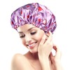Shower Caps for Women Reusable Waterproof, Adjustable Double Layer Shower