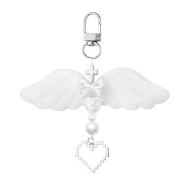 Angle Wing Heart Keychain Keyring Cross Keychain Charm for Bag Purse Religious Gifts for Women Teens Girls Christian Winged Key Charm Aesthetic Y2K Keychains for Car Key Backpack Purse