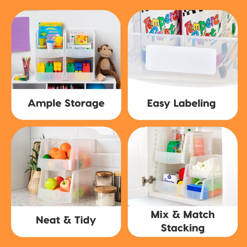 IRIS USA Clear Plastic Stackable Storage Bins, X Large- 4