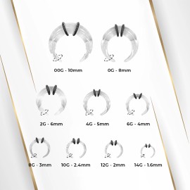 Luxe Modz Clear Acrylic Pincher Septum C Shape Buffalo Horseshoes Taper Sold Individually - 14 Gauge (1.6mm)