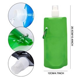 MIVAIUN Pack of 6 Foldable Water Bottles, Reusable, 480 ml Water Bottles, Portable Foldable Water Bag, Festival Drinking Bag with Screw Cap for Hiking, Travel (6 Colours)