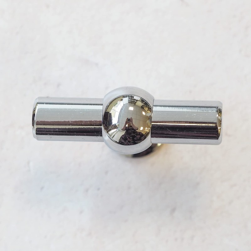 Polished Chrome T-Bar Handle for Kitchen Cabinets | 14mm Diameter