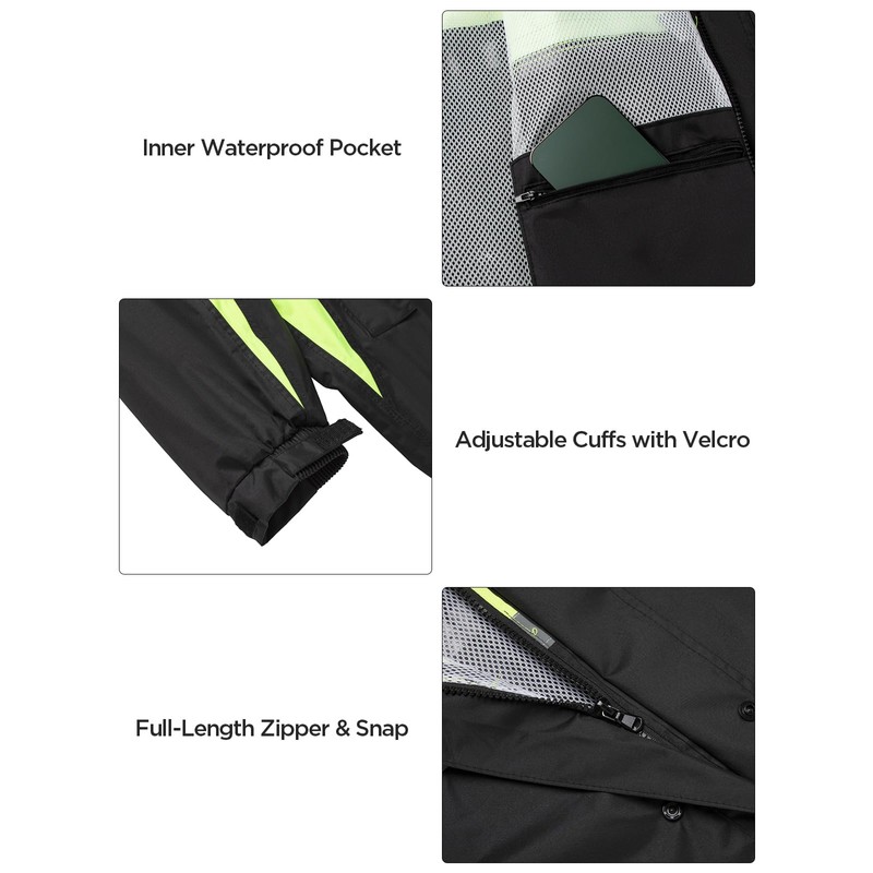 ProHydra Mens Rain Suits with Air Vents Reflective Stripes Waterproof