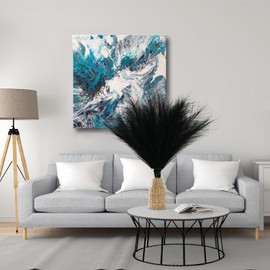 U-LIAN 12Pcs Black Faux Pampas Grass, Fake Fluffy Pompas Floral 24 Inches Bendable, With 36 Branched Stems, Exquisite Home And Wedding Boho Decor, Artificial Flower Dried Plants For Vase