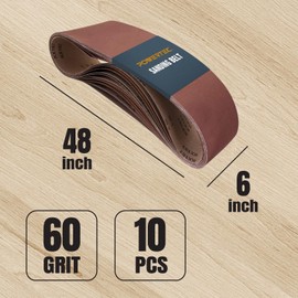 POWERTEC 30PK, 10 Each of 60 80 120 Grits, 6 x 48 Inch Sanding Belts | Aluminum Oxide Sanding Belt Assortment for Woodworking & Paint Removal, Metal Polishing (110531)