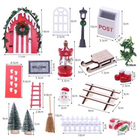 nabeta deco Christmas Decorative Decoration Gnome Door Complete Set Miniature Christmas Dollhouse Accessories Small Wooden Door Carousel Christmas Boots (Style 1)