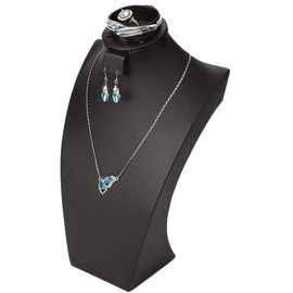 SYYSY Black Leather Necklace Display,Jewelry Necklace Bust Display Stand for Bracelets,Earrings,Rings (H12.4inch)