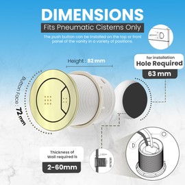 Excel Home Toilet Flush Button Replacement - Dual Button Toilet Flush Buttons - Pneumatic Technology - Fingerprint Resistant Compatible with Air Houses - Round 63mm (Brushed Brass)