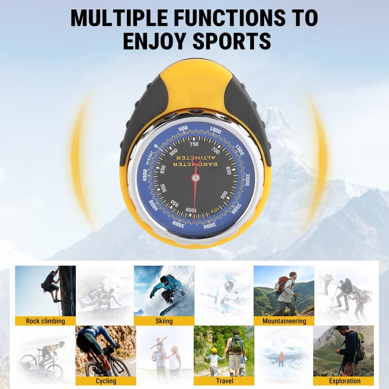 Uadme 4 in 1 Digital Mini Compass Altimeter Thermometer Barometer