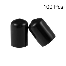 sourcing map 100pcs Rubber End Caps 12mm ID Vinyl Round Tube Bolt Cap Cover Screw Thread Protectors Black