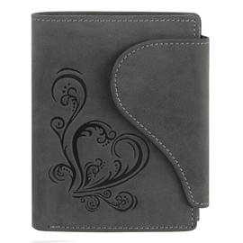 Harrys-Collection Women's Wallet in Vintage with Heart Special Edition, black, coin purse